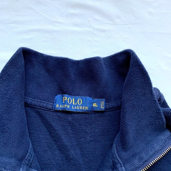 Ralph Lauren Polo Sweater Mens XL Blue 1/4 Zip Mock Pullover Golf Classic Casual - Picture 3 of 12